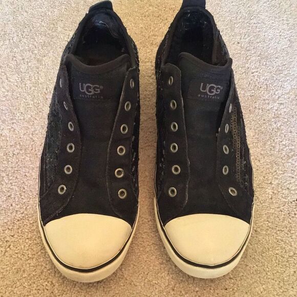 UGG Laela Sparkles Slip On Black Sneakers Suede Sequins - Picture 5 of 11